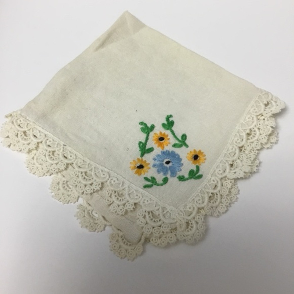Linen  handkerchief  (hand embroidered)